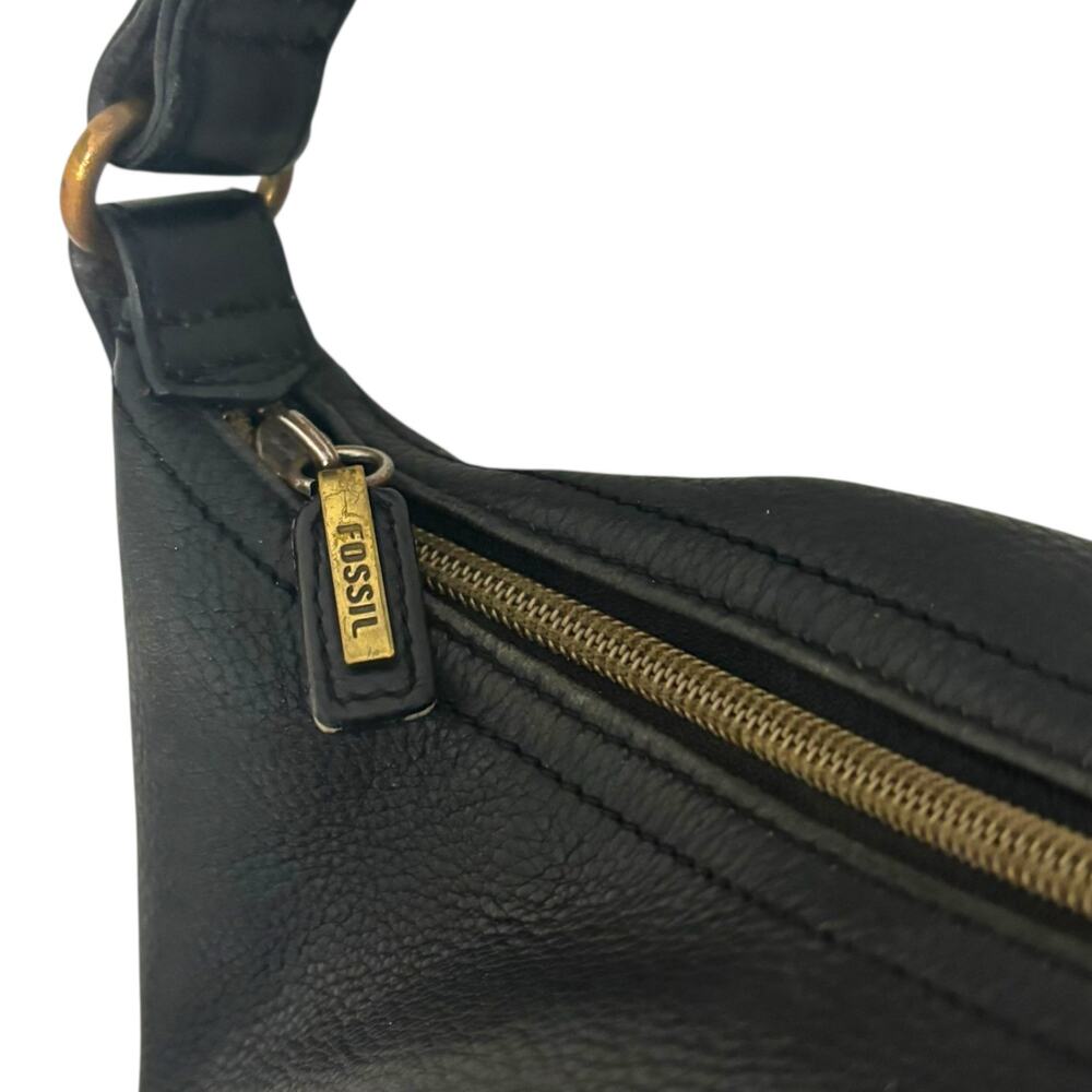 Fossil Vintage Black Leather Bag Shoulder Medium Handbag Purse 90s Y2K 75082 - Picture 5 of 14
